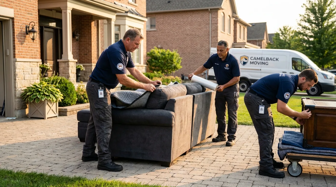 Large estate moving crew wrapping furniture in Kennett Square, PA