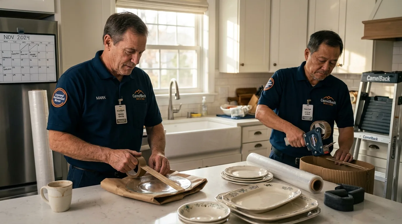 Professional crew packing kitchen dishware in Kennett Square, PA